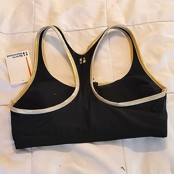Sports Illustrated Women's Racerback Tank Black & Gold Bra, Size: S, NWT - Picture 8 of 11